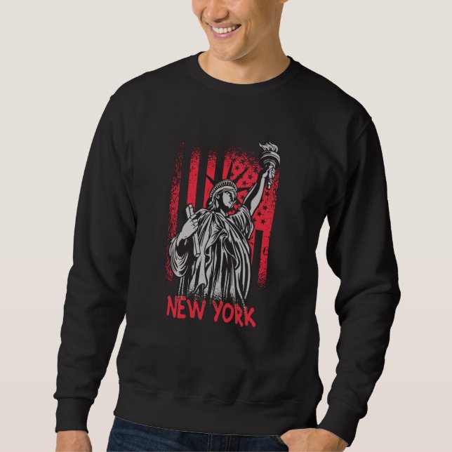 New York NY Statue of Liberty USA Flag Sweatshirt (Vorderseite)