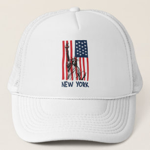 New York NY Statue of Liberty USA Flag Truckerkappe