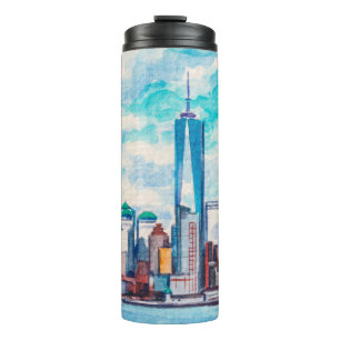 New York, NY, USA. Aussicht auf die Wolkenkratzer Thermosbecher