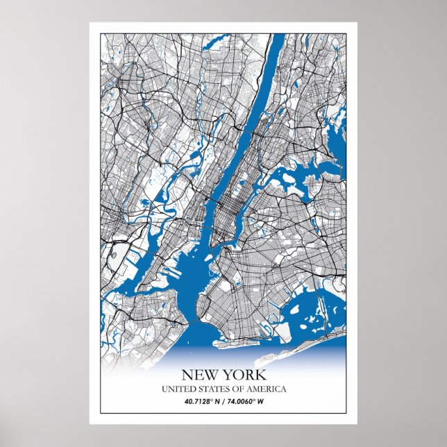 New York NY USA United Staaten Travel City Map Poster (Vorne)