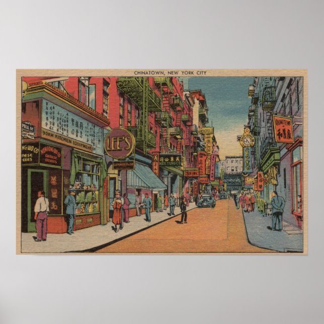 New York, NY - View of Chinatown Shops Poster (Vorne)
