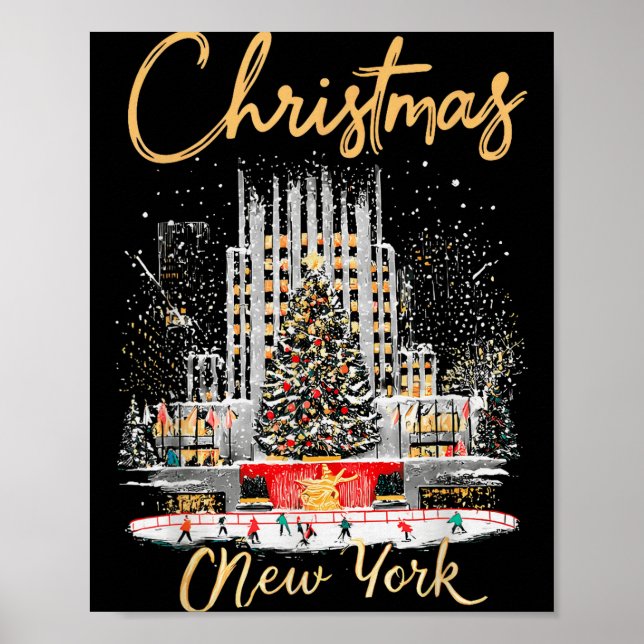 New York Ny Weihnachts Mädchen Reise passend  Poster (Vorne)
