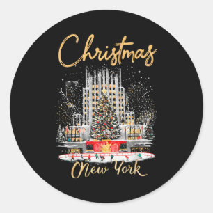 New York Ny Weihnachts Mädchen Reise Passend Runder Aufkleber