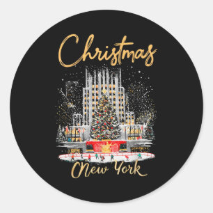 New York Ny Weihnachts-Mädels-Trip passend Runder Aufkleber