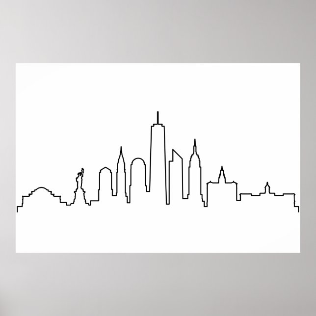NEW YORK NYC Manhatten USA City Skyline Silhouette Poster (Vorne)