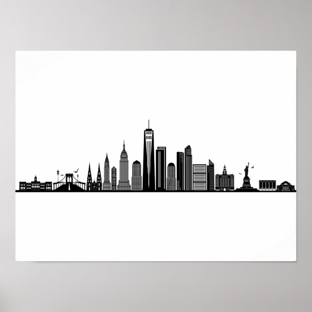 NEW YORK NYC Manhatten USA City Skyline Silhouette Poster (Vorne)