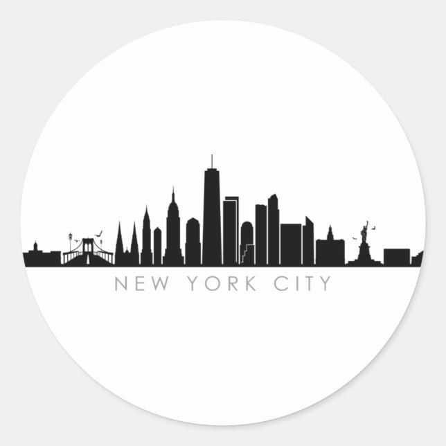 NEW YORK NYC Manhatten USA City Skyline Silhouette Runder Aufkleber (Vorderseite)