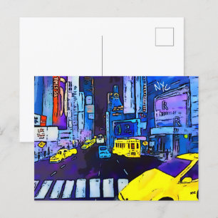 New York NYC Original Art Times Square Postkarte