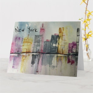 New York NYC Skyline Cityscape Original-Kunstwerk Karte