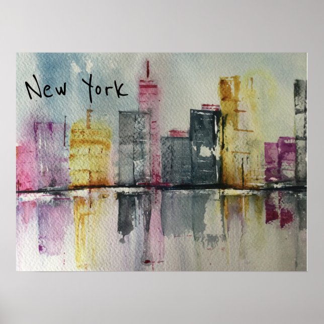 New York NYC Skyline Cityscape Original-Kunstwerk Poster (Vorne)