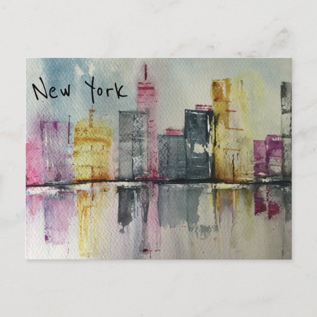 New York NYC Skyline Cityscape Original-Kunstwerk Postkarte (Vorderseite)