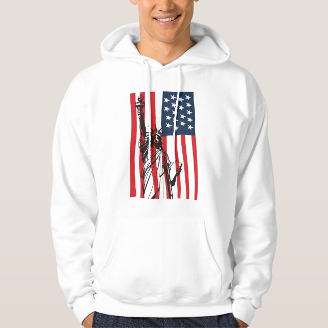 New York NYC Statue of Liberty USA Flag Hoodie (Vorderseite)