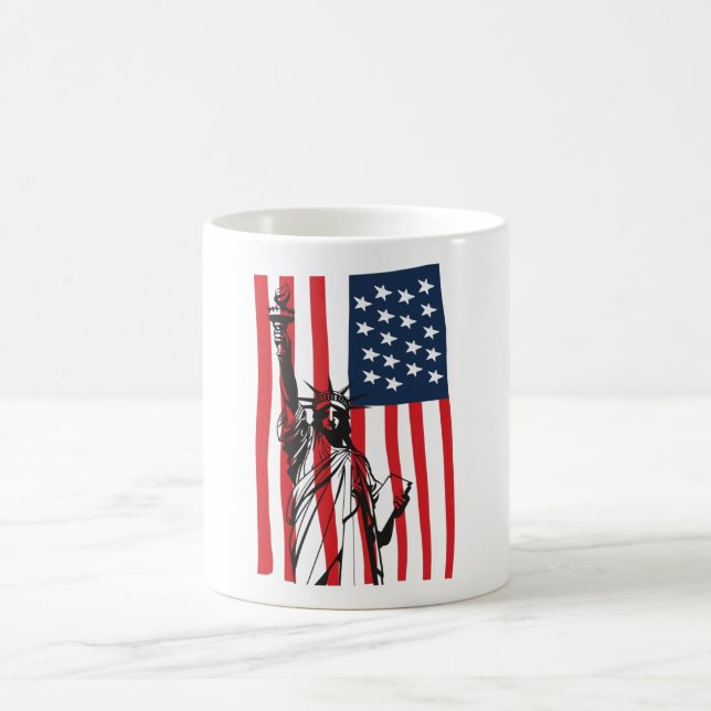 New York NYC Statue of Liberty USA Flag Kaffeetasse (Mittel)
