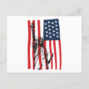 New York NYC Statue of Liberty USA Flag Postkarte