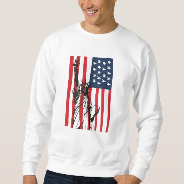 New York NYC Statue of Liberty USA Flag Sweatshirt (Vorderseite)