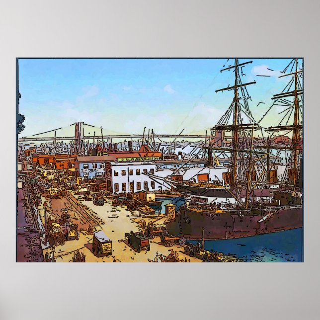 New York, Old Harbour Poster (Vorne)
