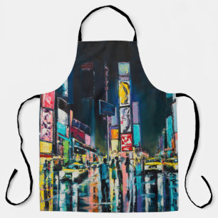 "New York" Ölgemälde, eine nächtliche Aussicht auf Schürze