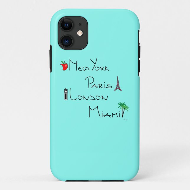 New York, Paris, London, Miami Case-Mate iPhone Hülle (Rückseite)