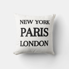 New York, Paris, London, Typografie Kissen