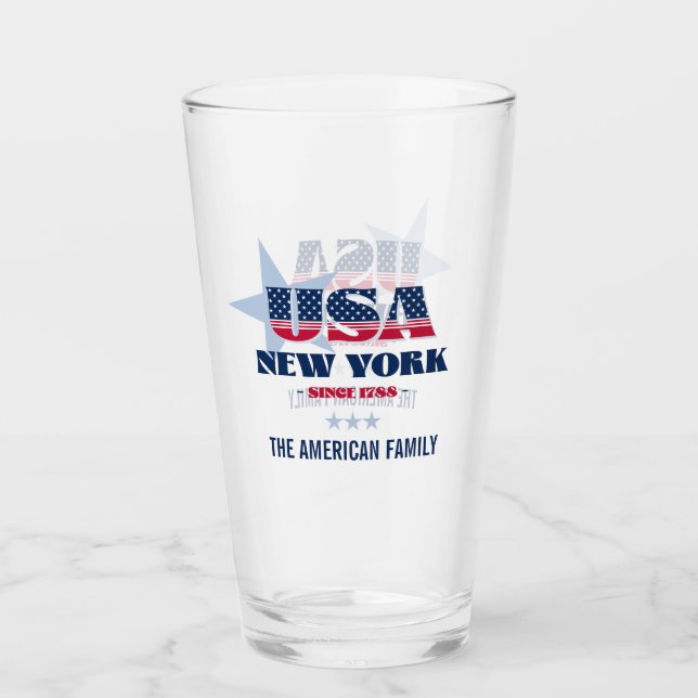 New York Patriotic Pride Personalisiert Glas (Vorderseite)