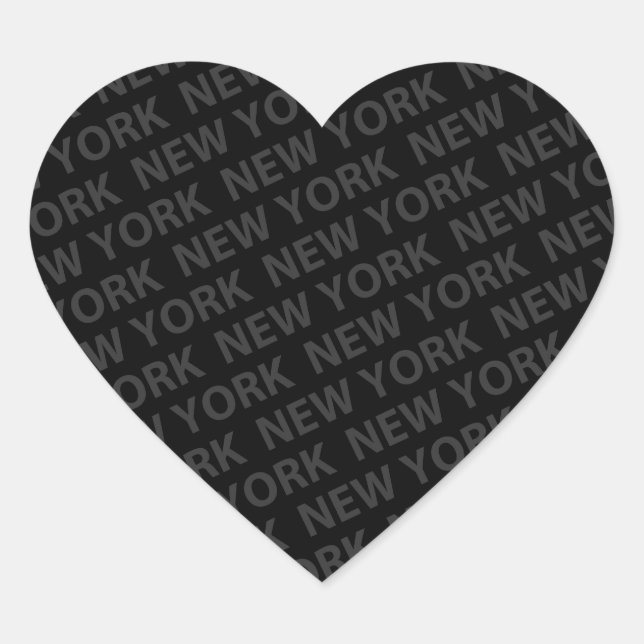 New York Pattern Dark Gray Herz-Aufkleber (Vorderseite)