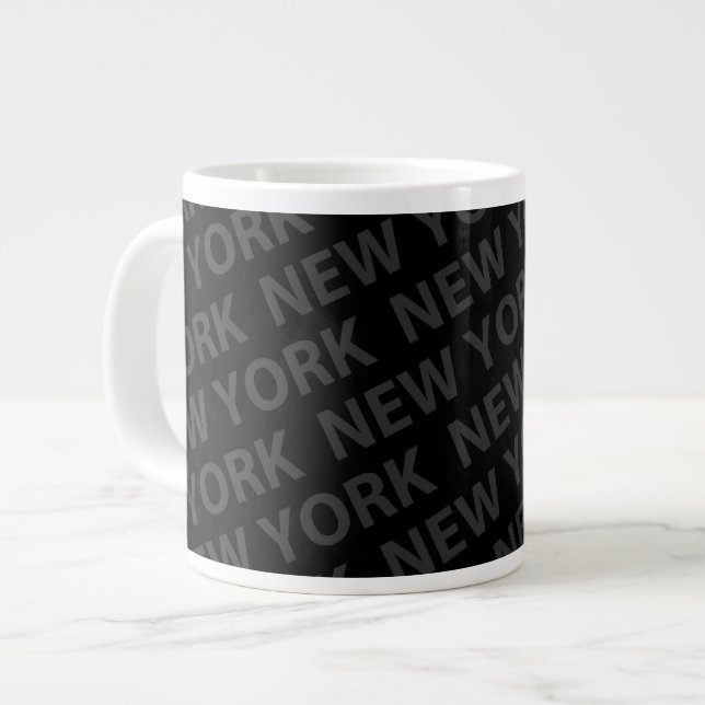 New York Pattern Dark Gray Jumbo-Tasse (Vorderseite Links)