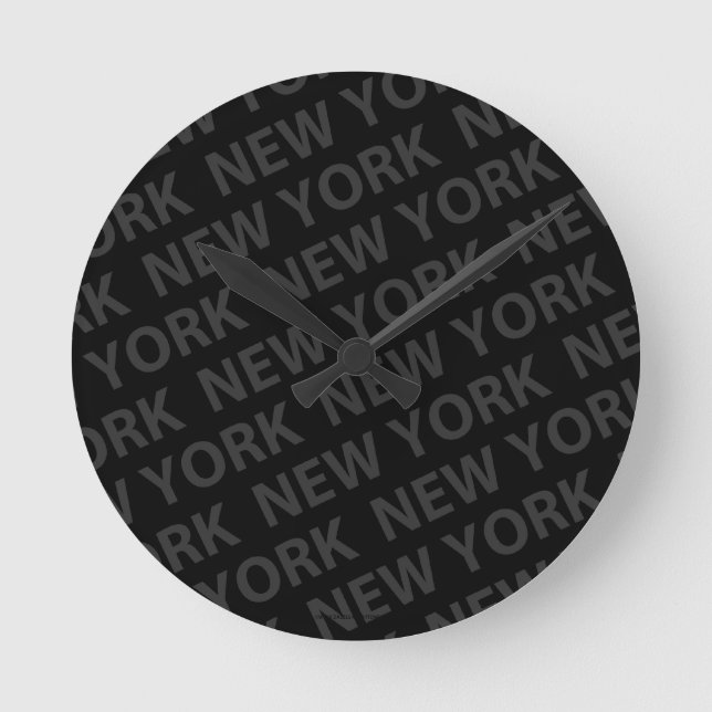 New York Pattern Dark Gray Runde Wanduhr (Vorderseite)