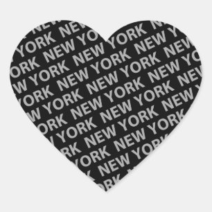 New York Pattern Gray Herz-Aufkleber