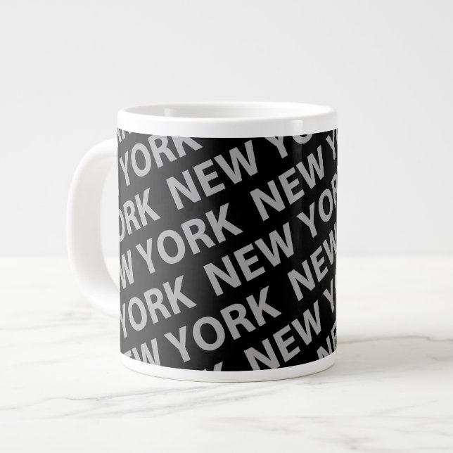 New York Pattern Gray Jumbo-Tasse (Vorderseite Links)