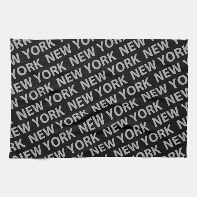 New York Pattern Gray Küchentuch (Horizontal)