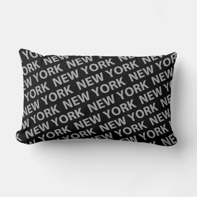 New York Pattern Gray Lendenkissen (Vorderseite)