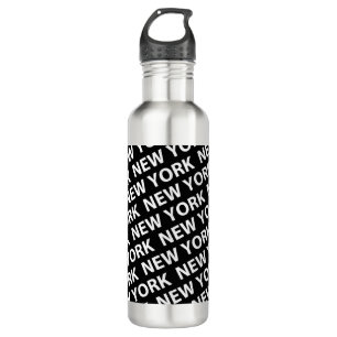 New York Pattern White Edelstahlflasche