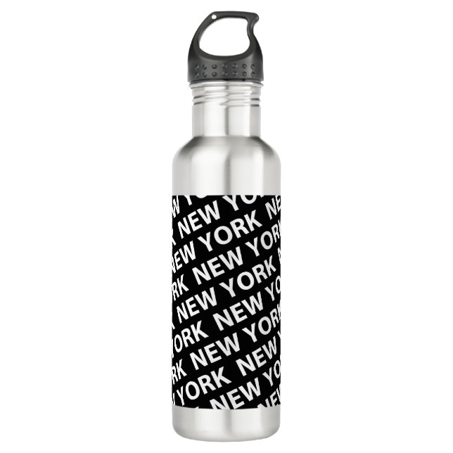 New York Pattern White Edelstahlflasche (Vorderseite)