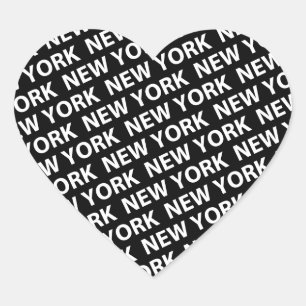 New York Pattern White Herz-Aufkleber