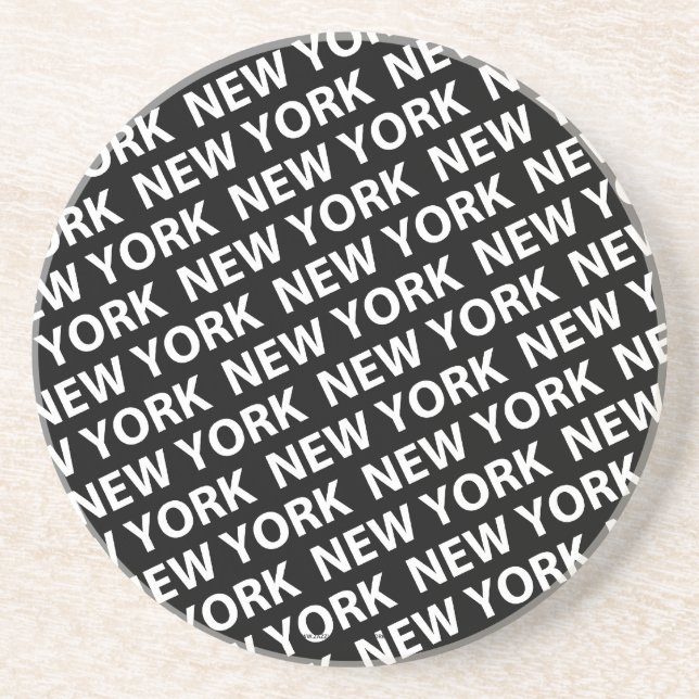 New York Pattern White Sandstein Untersetzer (Vorne)