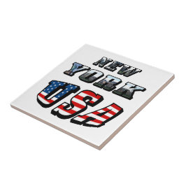 New York Picture and USA Flag Text Fliese