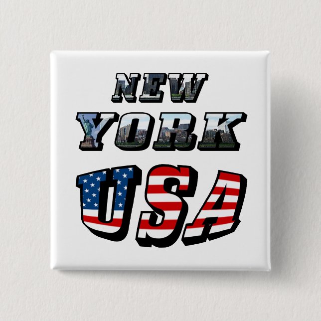 New York Picture and USA Text Button (Vorderseite)