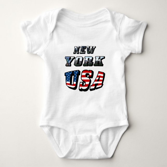 New York Picture und USA Text Baby Strampler (Vorderseite)