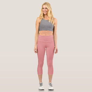 New York Pink Solid Schlicht Color Capri Leggings