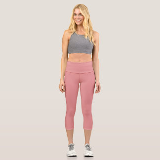 New York Pink Solid Schlicht Color Capri Leggings
