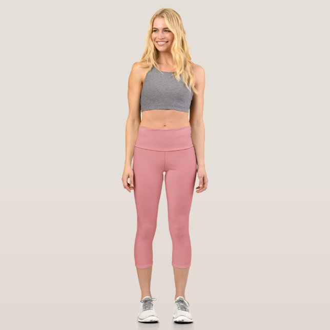 New York Pink Solid Schlicht Color Capri Leggings (Vorderseite)