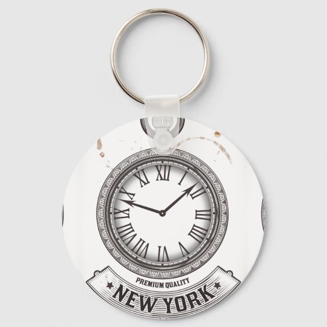 New York Pocket Watch Button Schlüsselanhänger (Vorderseite)