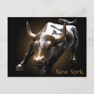 New York Postcard Bull Statue NYC Souvenir Card Postkarte