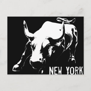 New York Postcard Bull Statue NYC Souvenir Card Postkarte