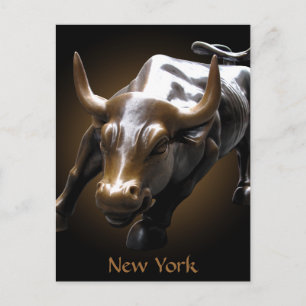 New York Postcard Bull Statue NYC Souvenir Card Postkarte