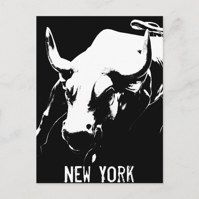New York Postcard Bull Statue NYC Souvenir Card Postkarte (Vorderseite)