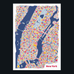 New York Poster<br><div class="desc">The illustrated city map poster of New York contains among Manhattan other famous New York attractions like the Statue of Liberty,  Brooklyn Bridge,  Central Park,  the Guggenheim and the Empire State Building.  The print is part of the award winning city map series by Vianina.</div>