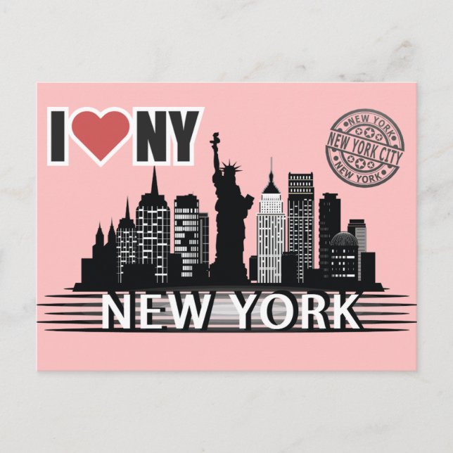 New York Postkarte – Skyline & Big Apple Motiv (Vorderseite)
