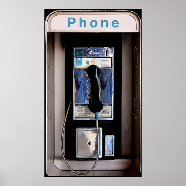 New York Public Pay Phone, Retro Phone Booth Poster (Vorne)