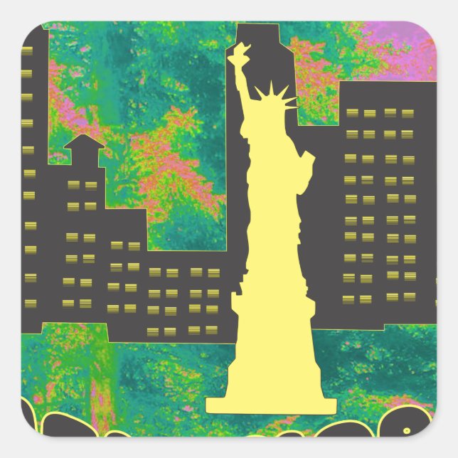 New York Quadratischer Aufkleber (Vorderseite)